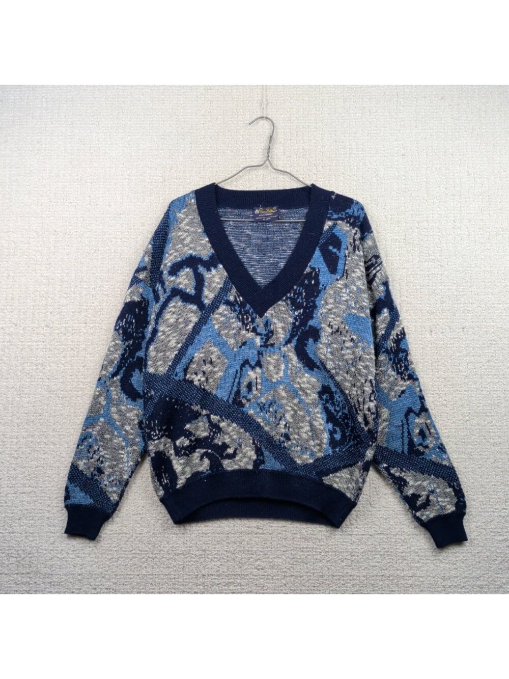 Vintage 90's Prince Bellini by Caramy Grandpa Sweater V-neck Knit Abstract Geo**